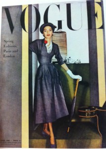vogue-cover-1940s-woman-in-navy-dress-hat-and-umbrella
